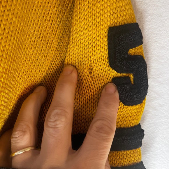 Vintage Yellow Letterman Cardigan Sweater "D" Dominican "1950" Varsity Size M - Picture 7 of 12